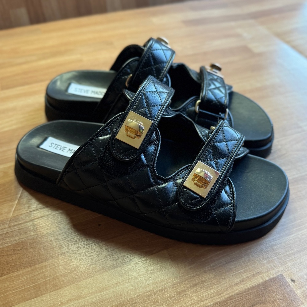 Steve Madden leather Arizona sandals black size 7